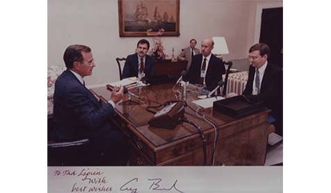 Ted Lipien interviews Vice President George H.W. Bush for the Voice of America prior to his visit to Poland in September 1987.