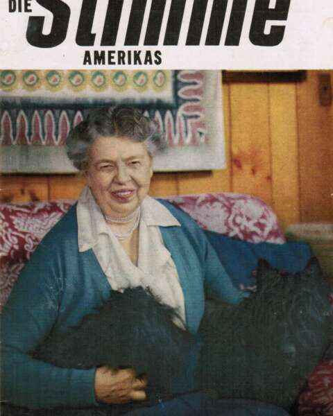 Eleanor Roosevelt on the Cover of Voice of America German Service Program Schedule for July-August 1950