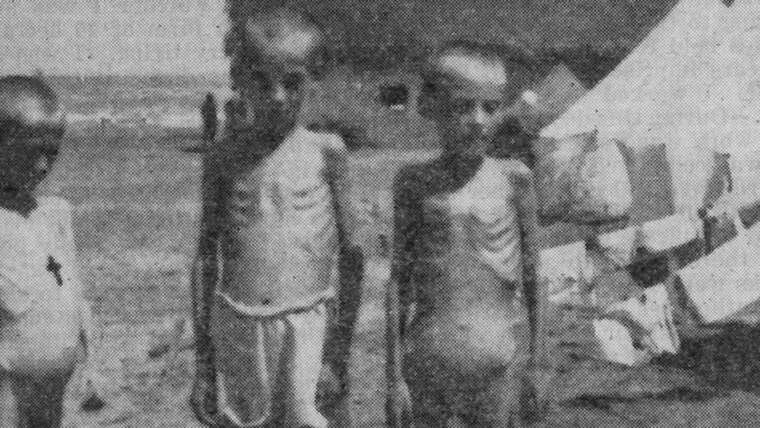 Three sisters, ages 7, 8, and 9, Polish evacuees from Russia, August 1942. Photos by: Lieutenant Colonel Henry I. Szymanski, U.S. Army.