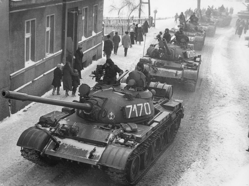 Tanks during the martial law in Poland in December 1981.