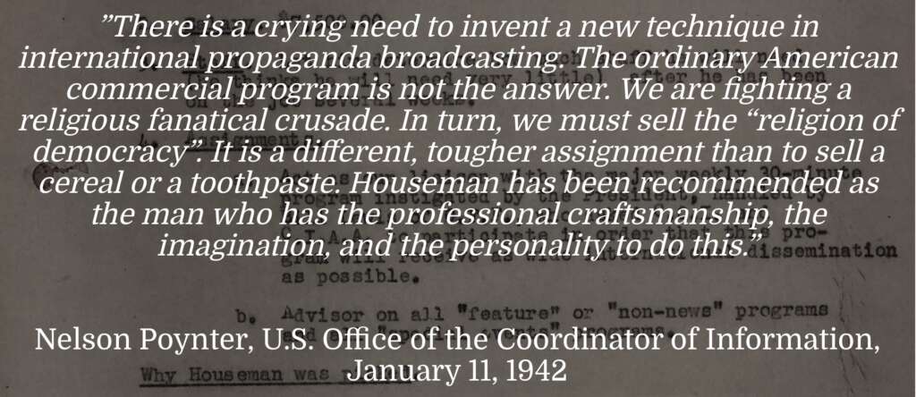 Nelson Poynter on U.S. Government Voice of America Propaganda Broadcasting January 11 1942